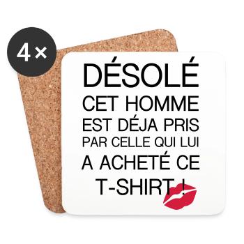 Désolé Homme pris - Dessous de verre (lot de 4) - blanc - Devant