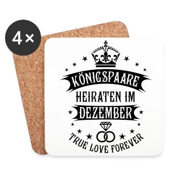 Königspaare heiraten im Dezember Krone Hochzeit - Untersetzer (4er-Set) - Weiß - Vorne