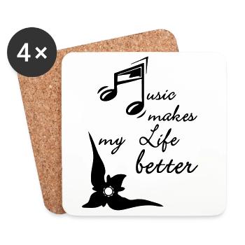 Music makes my Life better - Coasters (set of 4) - white - Front