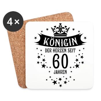 Königin der Herzen seit 60 Jahren Geburtstag - Untersetzer (4er-Set) - Weiß - Vorne
