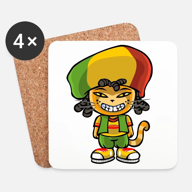 Reggae katze - Untersetzer (4er-Set) - Weiß