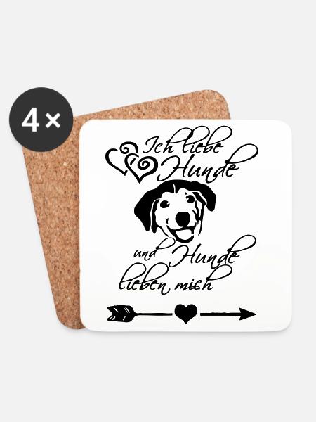 Ich liebe Hunde Liebe Tier Haustier Geschenk - Untersetzer (4er-Set) - Weiß