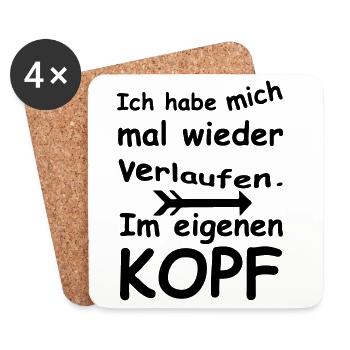Im Kopf verlaufen - Chaos, Chaot, Fun, Geschenk - Untersetzer (4er-Set) - Weiß - Vorne