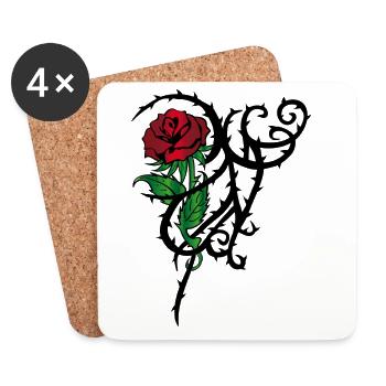 Tattoo Rose - Untersetzer (4er-Set) - Weiß - Vorne