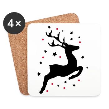 Un renne bondissant - Dessous de verre (lot de 4) - blanc - Devant