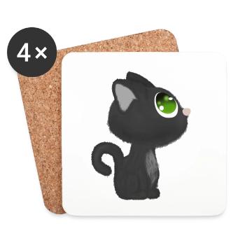 Chat - Dessous de verre (lot de 4) - blanc - Devant