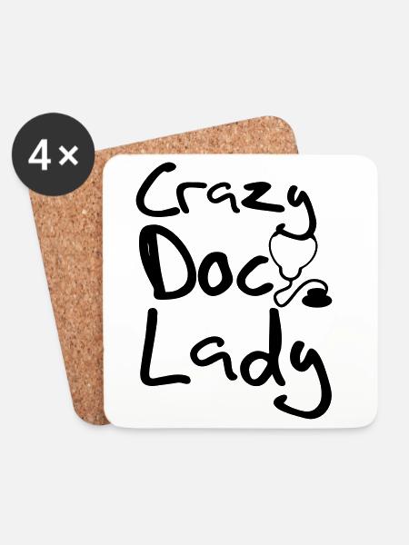Crazy Doc Lady Doktor Arzt Medizin Geschenk - Untersetzer (4er-Set) - Weiß