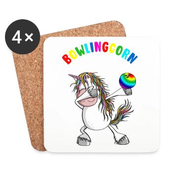 Bowlingcorn - Dabbing Unicorn Bowling - Dab - Dessous de verre (lot de 4) - blanc - Devant