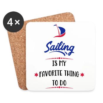 navigation à voile - Dessous de verre (lot de 4) - blanc - Devant