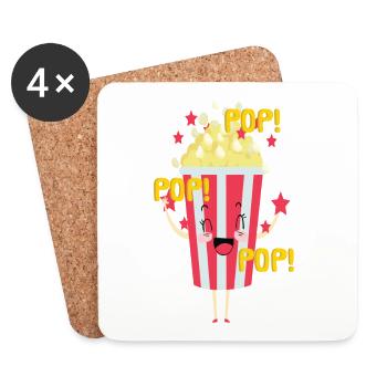 Popcorn Grignots Kino Canapé Fast Food Chips - Dessous de verre (lot de 4) - blanc - Devant