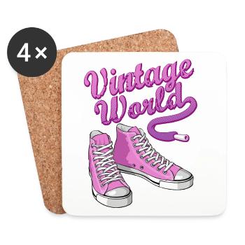 Pink vintage sneakers - Dessous de verre (lot de 4) - blanc - Devant
