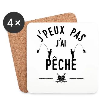 Humorous men's organic fishing t-shirt white - Coasters (set of 4) - white - Front