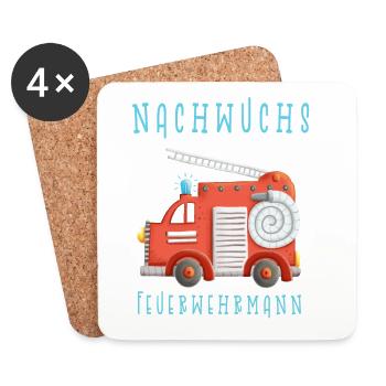 Nachwuchs Feuerwehrmann I Feuerwehrauto - Untersetzer (4er-Set) - Weiß - Vorne