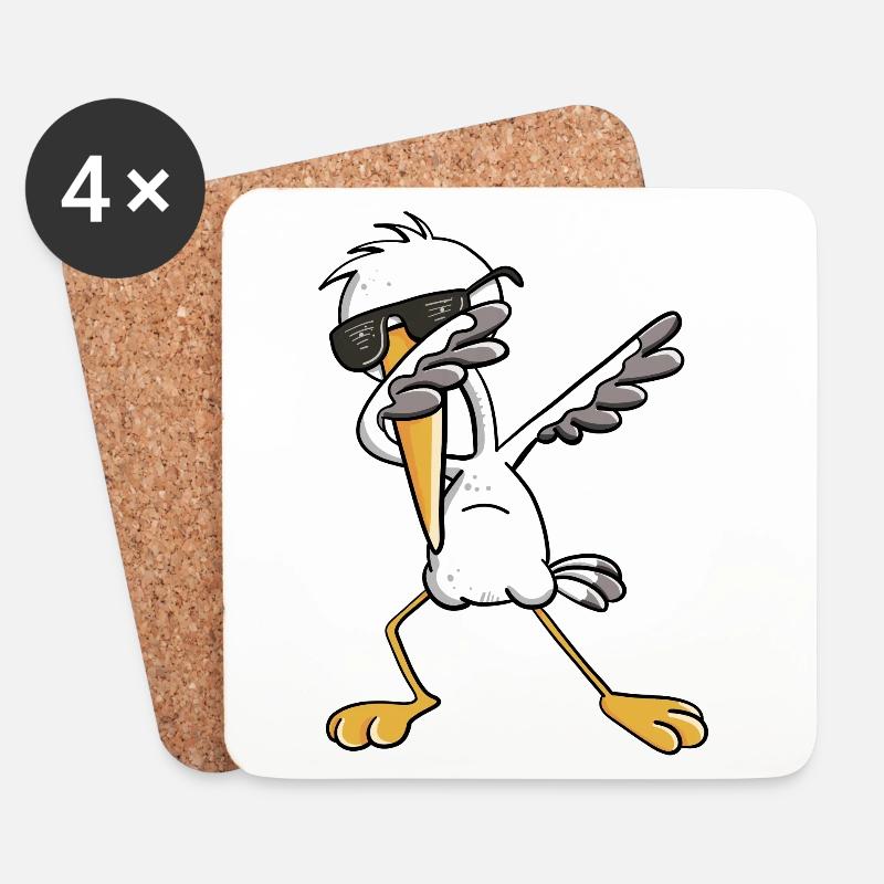Dab Storch I Schwangerschaft I Baby Geschenk - Untersetzer (4er-Set) - Weiß