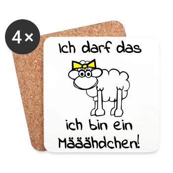 Ein Schaf - Mädchen - Untersetzer (4er-Set) - Weiß - Vorne