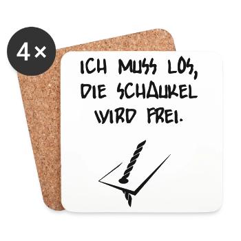 Ich muss los, die Schaukel wird frei Shirt - Untersetzer (4er-Set) - Weiß - Vorne