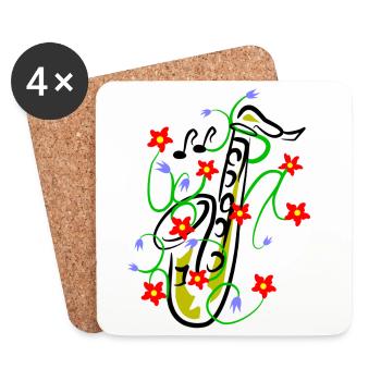 Conception du saxophone - Dessous de verre (lot de 4) - blanc - Devant