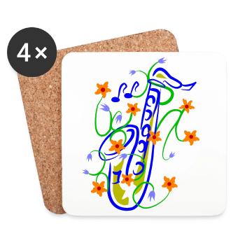 Verspielte Saxofon-Florenz Illustration - Untersetzer (4er-Set) - Weiß - Vorne