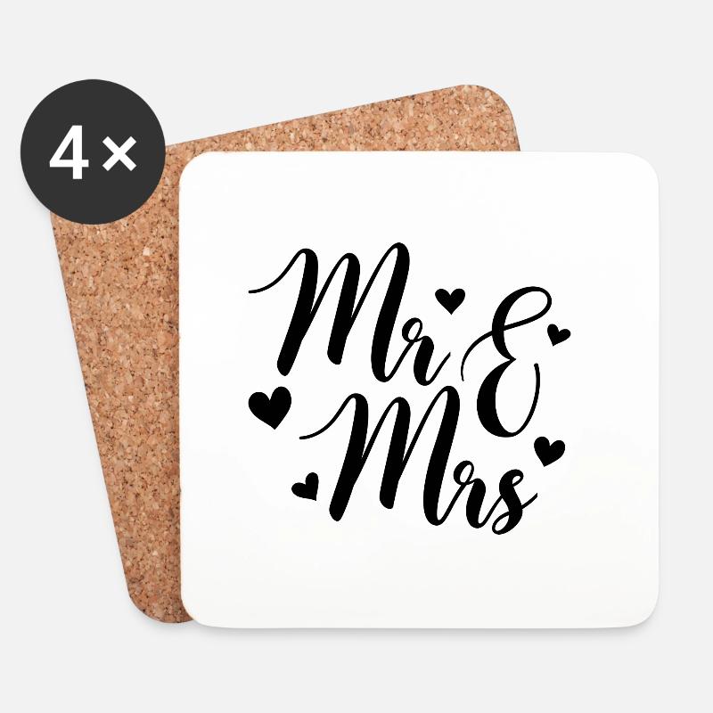 Mr and mrs - Coasters (set of 4) - white