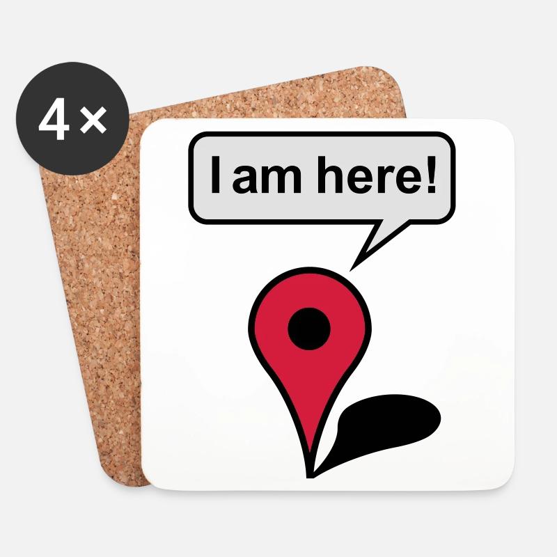I am here! Google Maps - Untersetzer (4er-Set) - Weiß