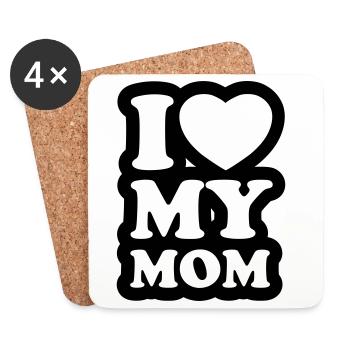 I love my mom - Ich liebe meine Mama - Untersetzer (4er-Set) - Weiß - Vorne