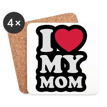 I love my mom - Ich liebe meine Mama - Untersetzer (4er-Set) - Weiß - Vorne