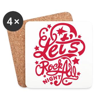 Let's Rock all Night (lettering) - Coasters (set of 4) - white - Front