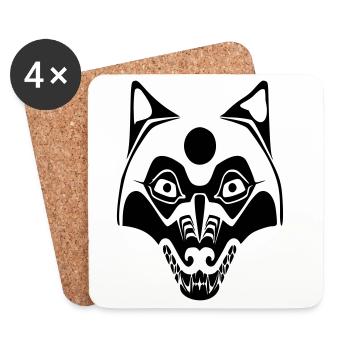 wolf - mask-moon - Coasters (set of 4) - white - Front