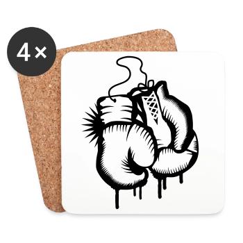 Two boxing gloves in graffiti style - Coasters (set of 4) - white - Front