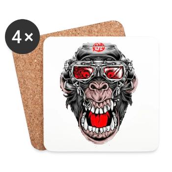 Crazy Monkey - Dessous de verre (lot de 4) - blanc - Devant