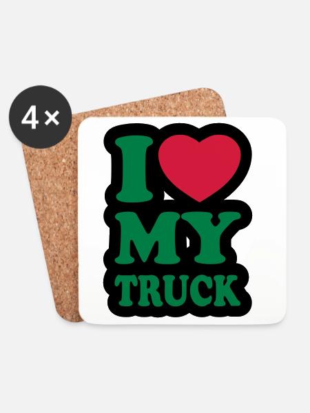 I love my truck - Ich liebe meinen LKW - Untersetzer (4er-Set) - Weiß