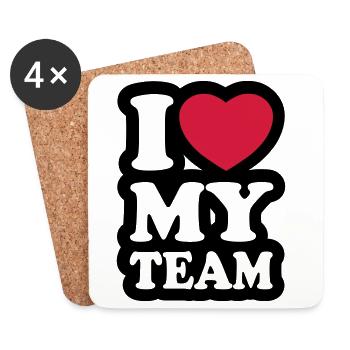 I love my team - Coasters (set of 4) - white - Front