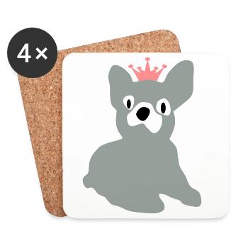 chien - Dessous de verre (lot de 4) - blanc - Devant