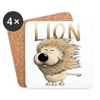 Zodiac Leo cartoon - Coasters (set of 4) - white - Front