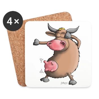 Funny Dab Dance - Cow - Dancing - Coasters (set of 4) - white - Front