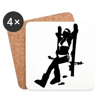 ski girl - Dessous de verre (lot de 4) - blanc - Devant