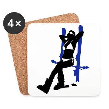 ski girl - Dessous de verre (lot de 4) - blanc - Devant