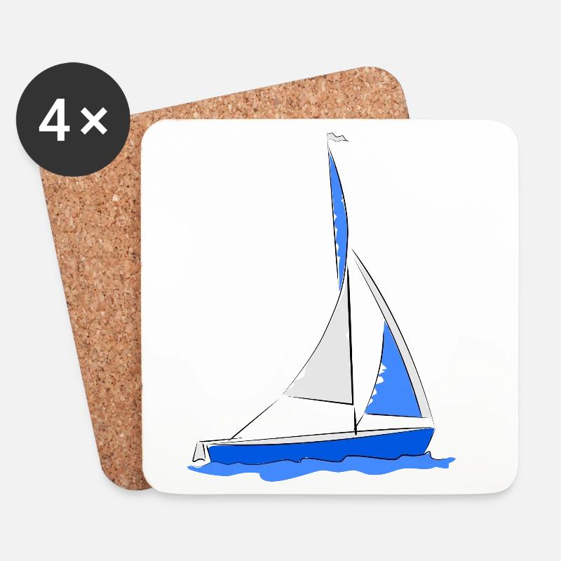 Segelboot im Wasser Blau - Untersetzer (4er-Set) - Weiß