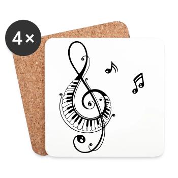 Clef, Musique - Dessous de verre (lot de 4) - blanc - Devant
