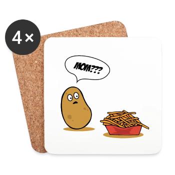 KARTOFFEL = POMMES - Untersetzer (4er-Set) - Weiß - Vorne