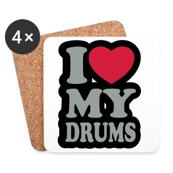 I love my drums - Coasters (set of 4) - white - Front