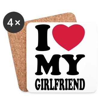 I love my girlfriend - J'aime mon amie - Dessous de verre (lot de 4) - blanc - Devant