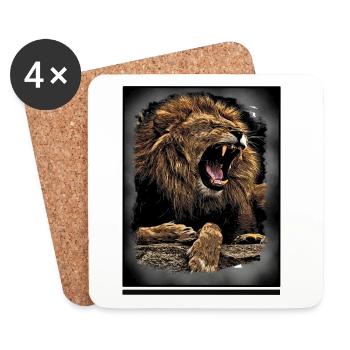 Lion - Dessous de verre (lot de 4) - blanc - Devant