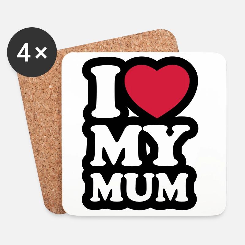 I love my mum - Ich liebe meine Mama - Untersetzer (4er-Set) - Weiß