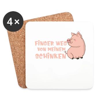 FINGER WEG VON MEINEM SCHINKEN - Untersetzer (4er-Set) - Weiß - Vorne