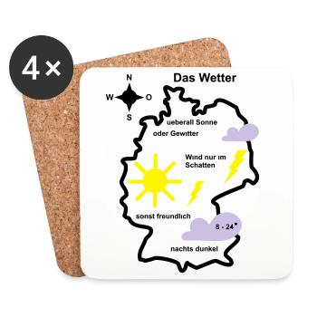 Wetterkarte Wetter Deutschland - Untersetzer (4er-Set) - Weiß - Vorne