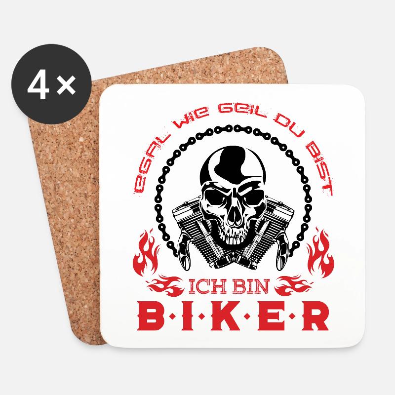 Motorradfahrer Spruch - Untersetzer (4er-Set) - Weiß
