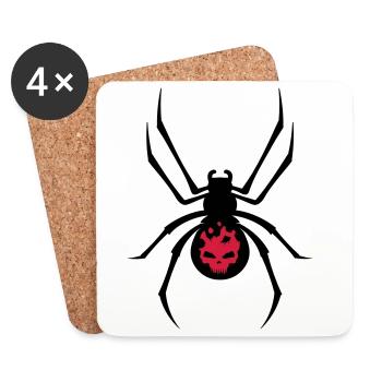 A black spider with red skull - Coasters (set of 4) - white - Front
