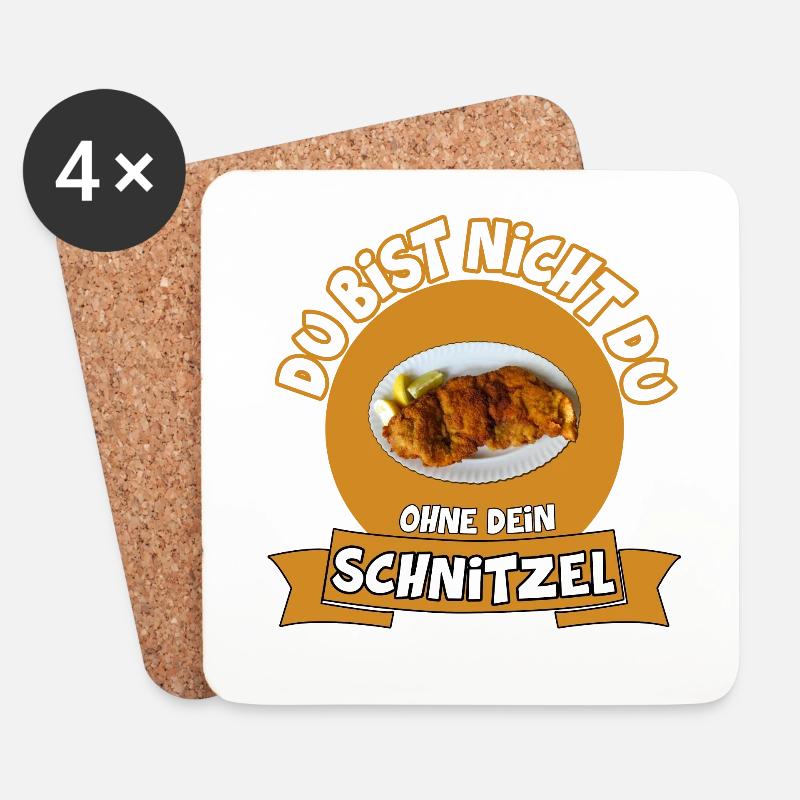 DU BIST NICHT DU OHNE DEIN SCHNITZEL - Untersetzer (4er-Set) - Weiß
