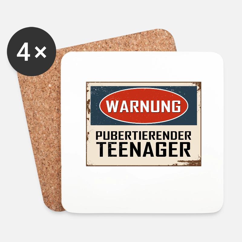 WARNUNG - PUBERTIERENDER TEENAGER - Untersetzer (4er-Set) - Weiß